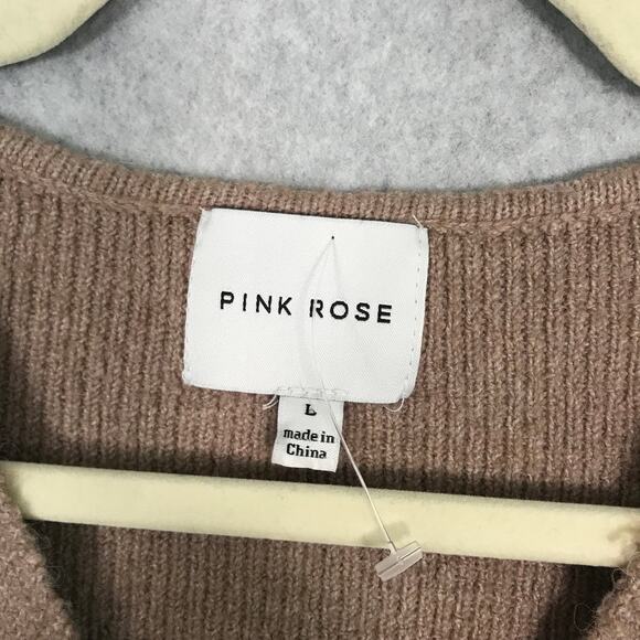 Pink Rose Sweater Large Rubbed Wrap Soft Cozy Neutral Quiet Luxury Ballet Dance - Picture 4 of 7